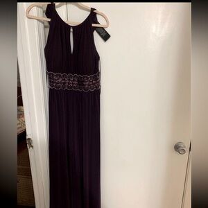 Full length purple formal dress